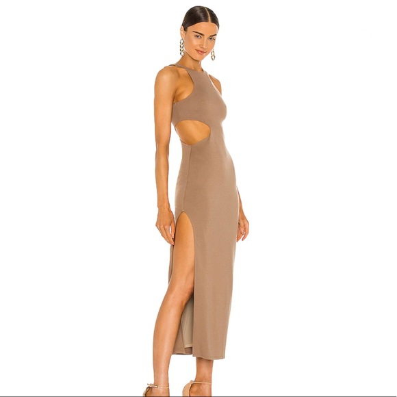 Michael Costello x REVOLVE Rylan Midi Dress in Taupe L - Picture 2 of 11
